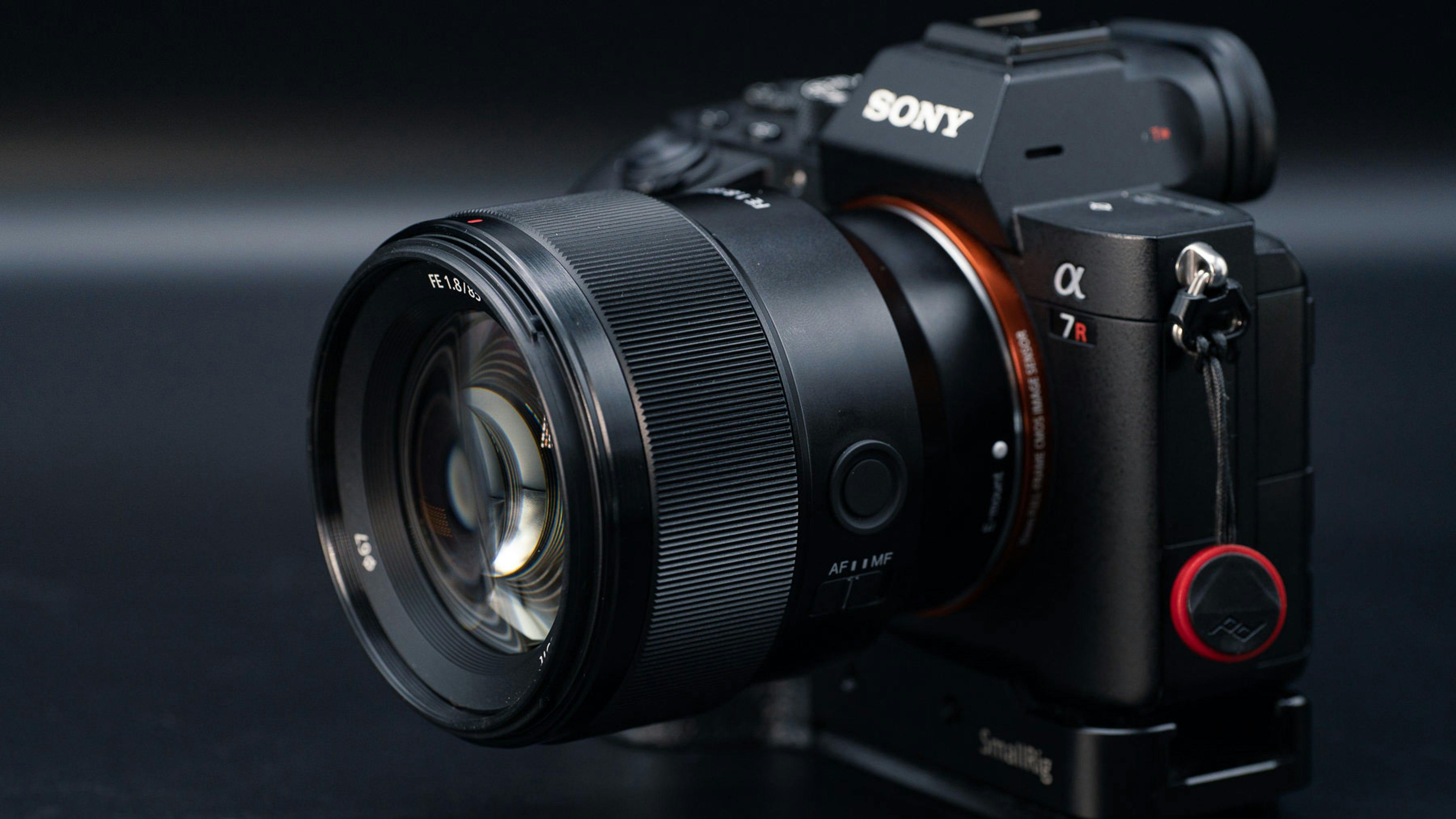 Sony lens on a mirrorless camera body.